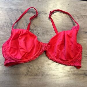 Olga Vibrant Red Underwire Lace-Trim Bra